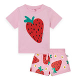 Stella McCartney Girls Strawberries & Flowers Tee & Shorts Set ~ Pink