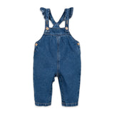 Play Up Baby Printed Stripe l/s Heart T-Shirt & Frilled Denim Overalls Set ~ Off-White/Blue