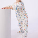 Petit Bateau Side Zip Animal Print Footie ~ White Multi