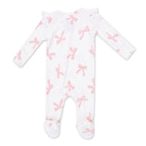 Angel Dear 2 Way Zipper Ribbed Frill Sleeve Footie ~ Pretty Bows