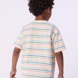 Petit Bateau Boys Striped s/s T-shirt & Shorts Set ~ White Multi/Yellow