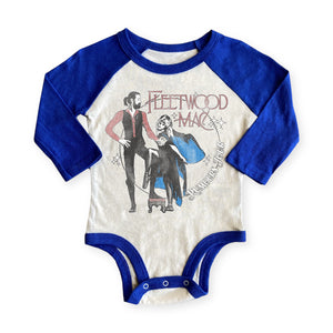 Rowdy Sprout Fleetwood Mac Raglan Rumours l/s Onesie ~ White/Royal