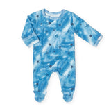 Coccoli Modal Printed Zip Footie ~ Stars/Denim Blue