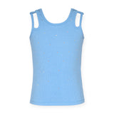 Hannah Banana Double Strap Ribbed Tank Top 7-12 ~ Blue