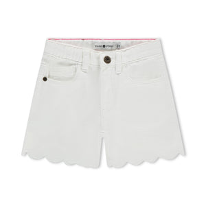 Babyface Girls Scalloped Hem Denim Shorts ~ White