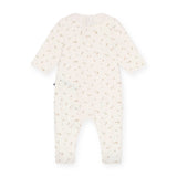 Petit Bateau Velour Front Snap Floral Footie w/ Ruffle Collar ~ White Multi