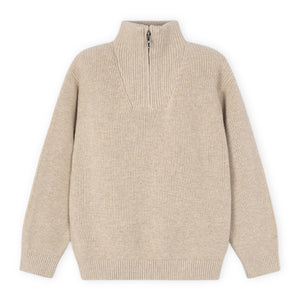 Mayoral Boys Knit Zip Collar Sweater ~ Chai