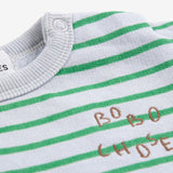 Bobo Choses Baby Striped Sweatshirt & Joggers Set ~ Light Heather Grey/Green