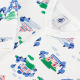 Petit Bateau Front Snap Parisian Print Footie ~ White Multi