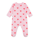 Petit Bateau Front Snap Heart Print Footie ~ Pink