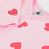 Petit Bateau Front Snap Heart Print Footie ~ Pink