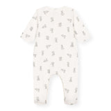 Petit Bateau Front Snap Bunny Print Footie ~ White/Grey