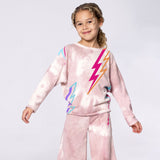 Appaman Girls Slouchy Sweatshirt & Samantha Wide Leg Sweats Set ~ Pink Marble