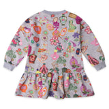 Oilily Girls Drole Paris Print Sweatshirt Dress ~ Gray