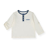 Mayoral Baby Boy l/s Henley ~ White/Blue