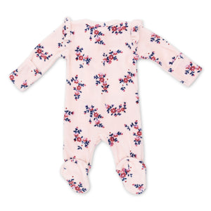 Angel Dear 2 Way Zipper Velour Frill Sleeve Footie ~ Nora Floral