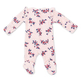 Angel Dear 2 Way Zipper Velour Frill Sleeve Footie ~ Nora Floral