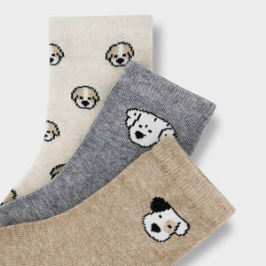 Mayoral Baby Boy Puppies Socks 3 Pack ~ Fog