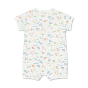 Petit Bateau s/s Animal Print Short Romper ~ White Multi