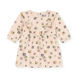 Petit Bateau l/s Floral Dress w/ Ruffles ~ Cream Multi