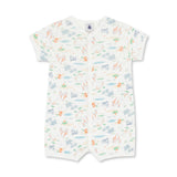 Petit Bateau s/s Animal Print Short Romper ~ White Multi