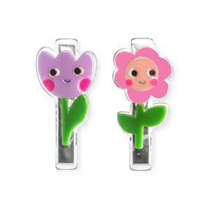 Lilies & Roses Pink & Purple Flower Hair Clips