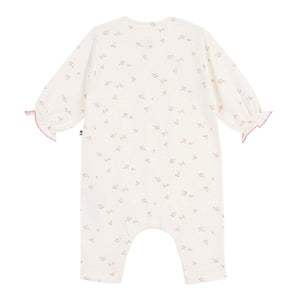 Petit Bateau Floral Print Romper w/ Ruffles ~ Cream Multi