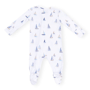 Angel Dear 2 Way Zipper Footie ~ Sailboats Blue