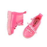 Mini Melissa Coturno Combat Boot ~ Pink Glitter