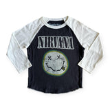 Rowdy Sprout Nirvana Smiley Raglan l/s Tee ~ Vintage Black/White