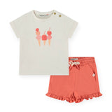 Babyface Baby Girl T-Shirt w/ Graphic & Ruffle Shorts Set ~ Ice Cream/Grapefruit