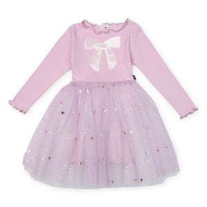 Petite Hailey Emma Bow l/s Tutu Dress ~ Purple