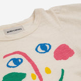 Bobo Choses Puff Sleeve T-shirt ~ Smiling Mask/Off White