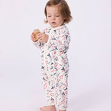 Petit Bateau l/s Parisian Print Romper w/ Collar ~ Multi