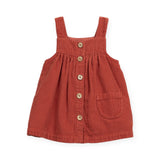 Play Up Baby Mushroom Print Ruffle Collar Top & Corduroy Dress Set ~ Natural/Brick