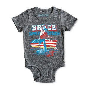 Rowdy Sprout Bruce Springsteen USA s/s Onesie ~ Tri Grey