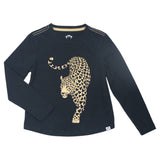 Appaman Girls Elara Graphic l/s Tee & Printed Leggings Set ~ Black/Leopard