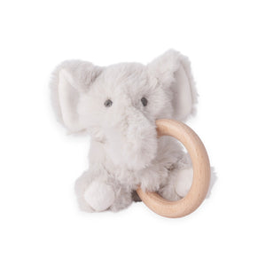 Elegant Baby Plush Elephant Wooden Ring Rattle