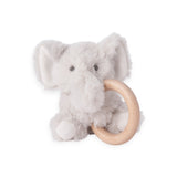 Elegant Baby Plush Elephant Wooden Ring Rattle