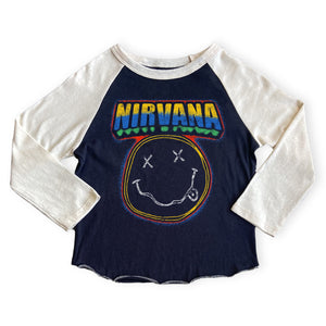 Rowdy Sprout Nirvana Smiley Raglan l/s Tee ~ Black/White