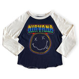 Rowdy Sprout Nirvana Smiley Raglan l/s Tee ~ Black/White