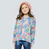 Baby Sara Happy Face Printed Sweater ~ Navy Multi