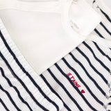 Petit Bateau Striped Cardigan, Pants, & l/s Onesie Set ~ White/Navy
