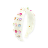 Bari Lynn Heart Jewel Knot Headband ~ White