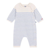 Petit Bateau Knit Striped Romper ~ Cream/Blue
