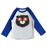 Rowdy Sprout High-Fi Bear l/s Raglan Tee ~ White/Blue