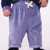 Petit Bateau Baby Floral l/s Blouse w/ Ruffles & Corduroy Pants Set ~ Cream/Purple