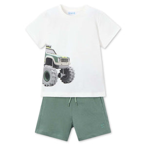 Mayoral Boys Monster Truck Tee & Shorts Set ~ Green