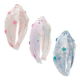 Bari Lynn Glitter Heart Tie Dye Denim Knot Headband