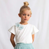 Mayoral Girls Embellished Top & Tulle Skirt Set ~ Lake